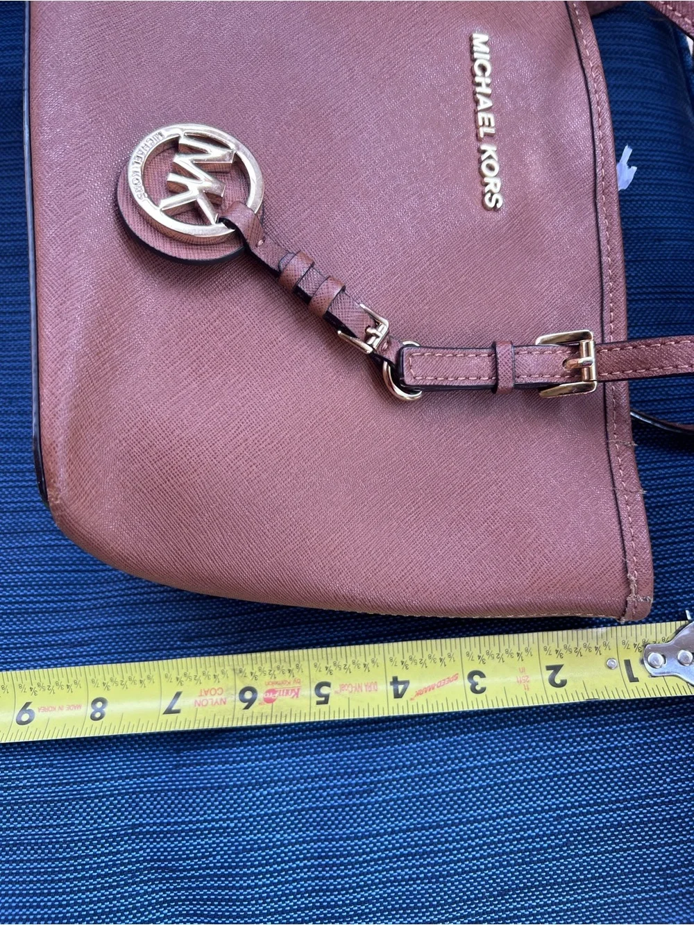 Michael Kors Jet Set Travel Tote Bag Brown Lugiano Saffiano Leather Small Medium